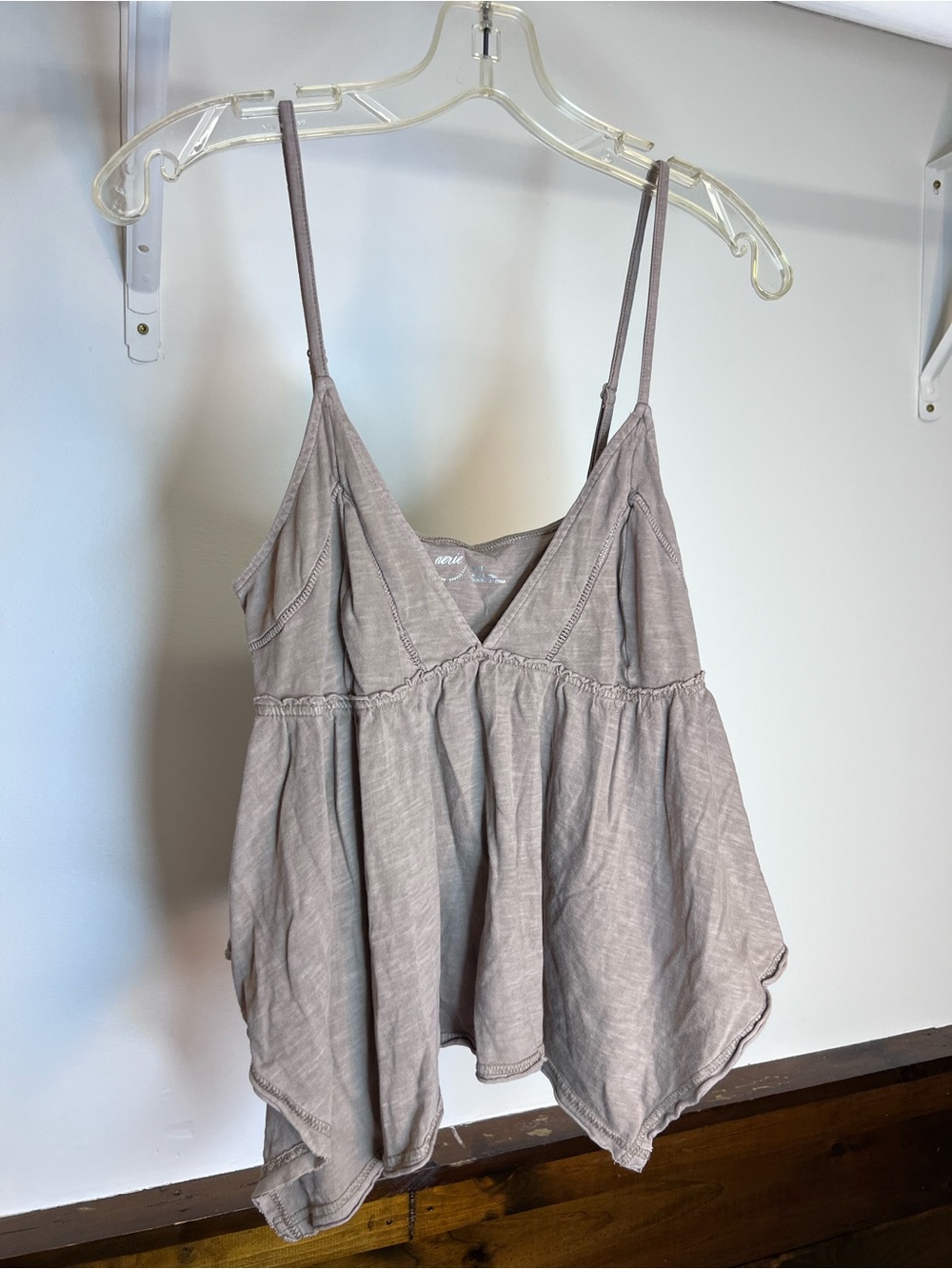 Aerie Light Taupe Spaghetti Strap Peplum Tank Top- M